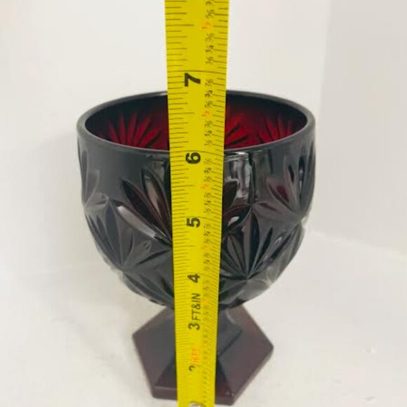 French Red Pedestal Egg-shaped Candy Dish, Ruby Red Candy Dish, Luminarc France - Picture 9 of 12